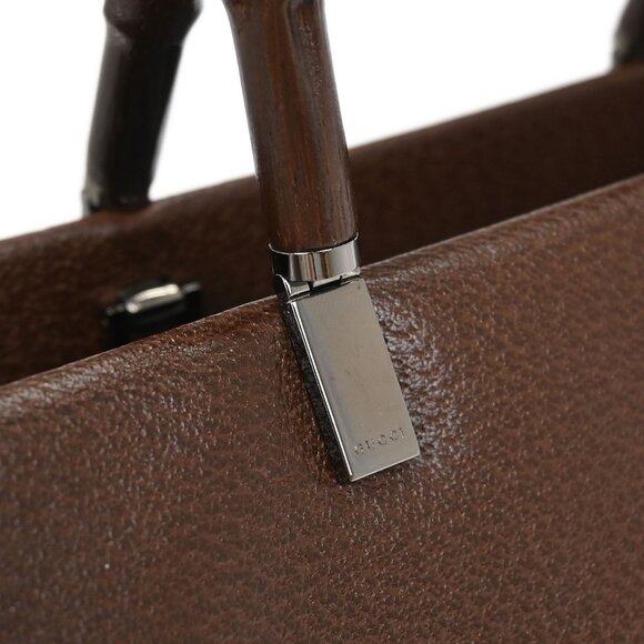 Gucci Brown Pigskin Bamboo Tote Bag 002.1034 200047 196218 - Picture 5 of 9